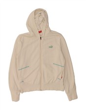 PUMA Womens Graphic Zip Hoodie Sweater UK 16 Large Off White AU14