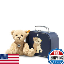 Steiff Ben Teddy Bear in Suitcase, Beige, Premium Stuffed Animal Plush - 2022