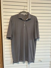 Holderness Bourne Golf Polo Shirt Men XL Tailored Fit White Black Stripe READ