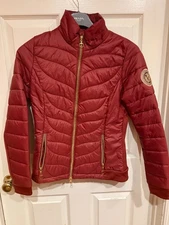 HORZE LIGHTWEIGHT Ribbed Puffer Jacket Women's 6 LT.WINE Equestrian W/HOOD