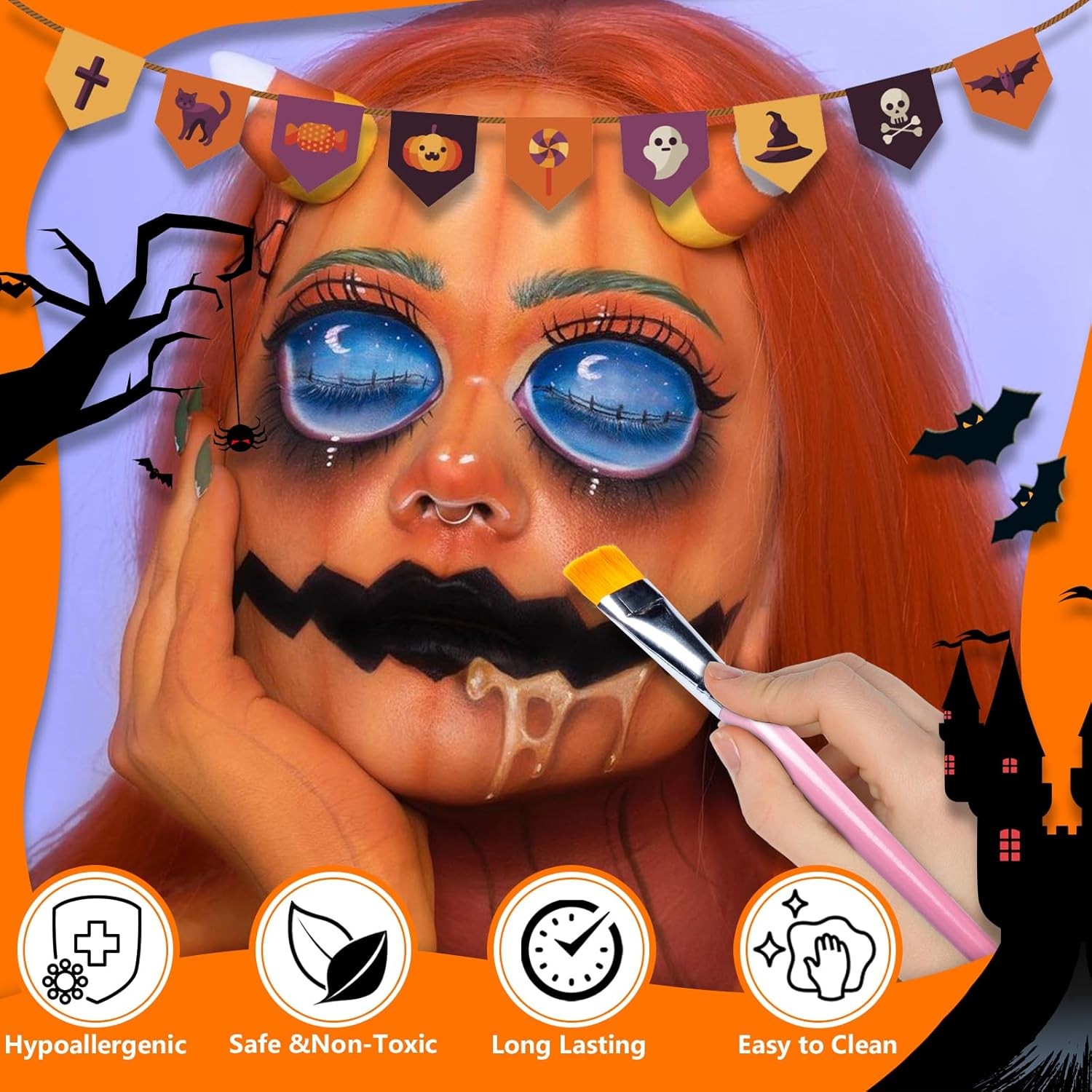 Face Body Paint Kit, 20 Colors Oil Based Painting Palette with 4 20 