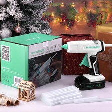HAUSHOF 20V Cordless Hot Glue Gun Drip-Free Fast Preheating 20PC Full Size Stick