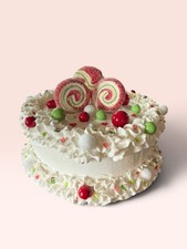 Artificial Handmade Faux Christmas Theme Cake 3.5&rdquo;Tall Display Prop 9" Diameter