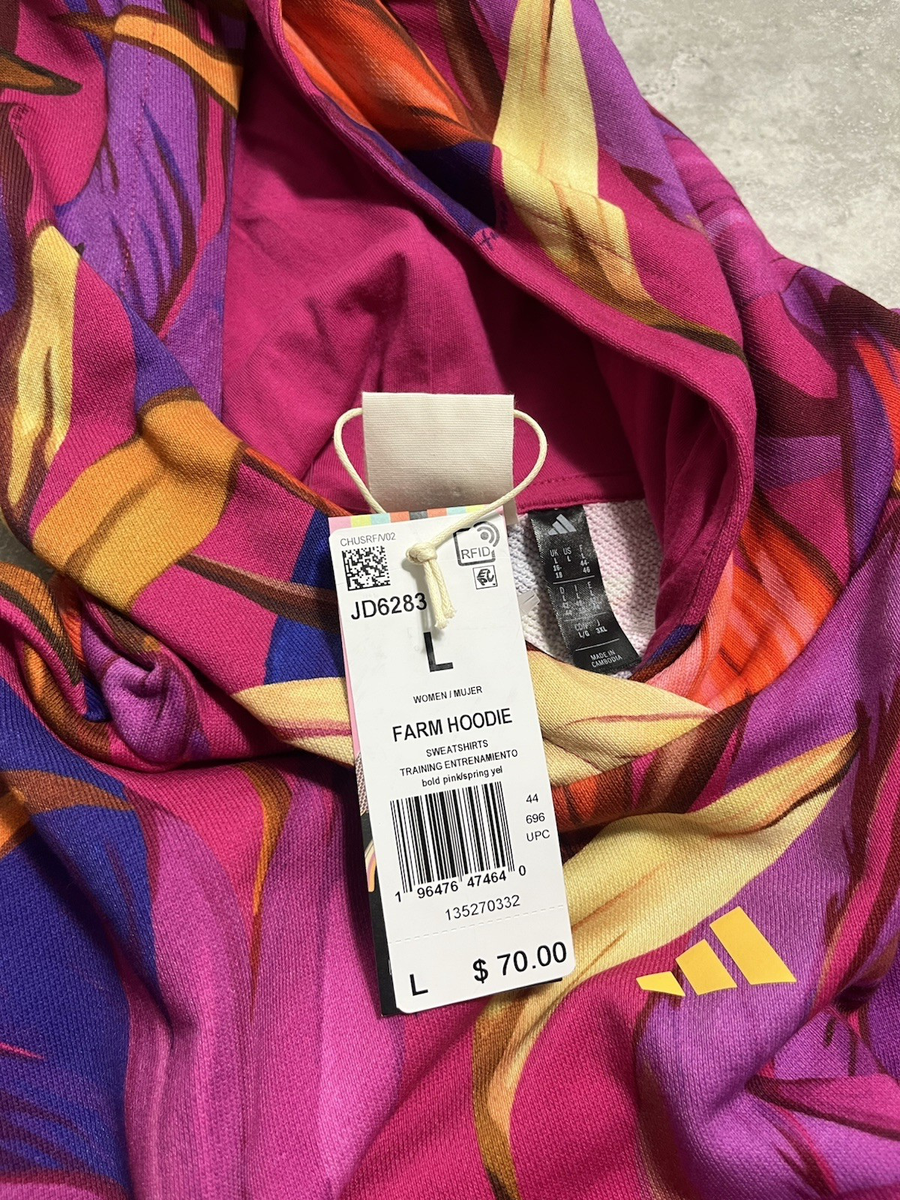 Adidas x FARM Rio Birds of Paradise Cropped Hoodie Sweatshirt