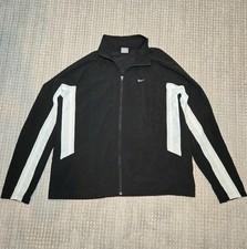 Vtg Women's Nike Black Windbreaker Full Zip Y2k Grey Tag Athletic Track Jacket
