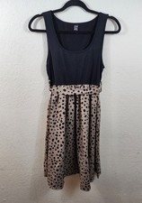 Shein Womens M Black Cheetah Print Sleeveless Scoop Neck Fit And Flare Dress