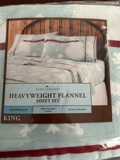NWT Snowman King Size Flannel Sheet Set - Heavy Duty