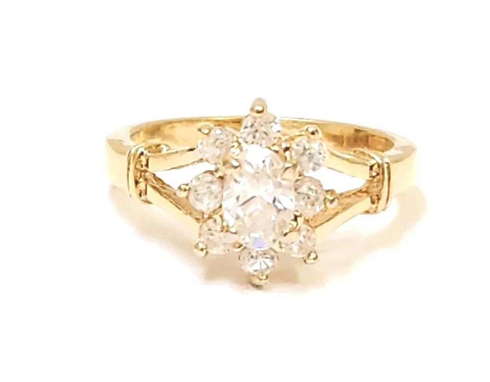 ESPO 14K Real Gold HGE 2CT Oval Cubic Zirconia Solitaire Cocktail Ring Size 5.5 - Image 3 of 4