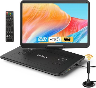 Boifun Portable DVD Player with ATSC TV & FM Radio,Plays DVDs CDs VCDs,Black
