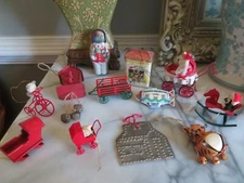 Lot of Twelve Vintage Assorted Metal Tin Christmas Ornaments