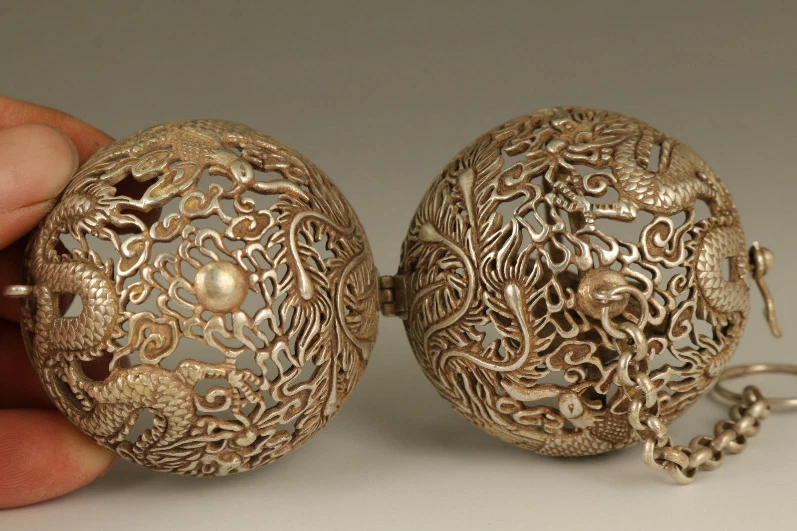 Antiguo Tíbet Plata Cobre Tallado a Mano Dragón Fénix Estatua Quemador de Incienso Buda Foto 3 de 4