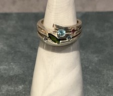 .925 Sterling Silver Gemstones Ring Size 7