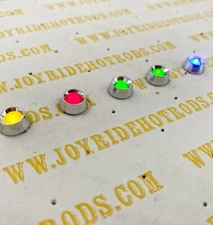 Hot Rod / Custom Dash Instrument Panel Warning Light Set- Chrome Bezels- LED.12V