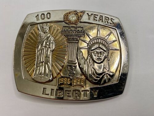 Fibbia Cintura Vintage 1886-1986 100 Anni di Libertà - Tesoro Sterling - Foto 1 di 3