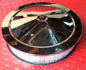Chrome Air Cleaner Set 14/" x 3/" Muscle Car Style Recessed Base Chevy Ford Mopar