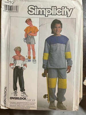Simplicity 8406 Vintage 80's Boys Top, Pants, Shorts Pattern Sz. 10 Complete