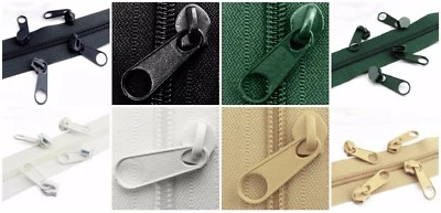 N.8 CATENA CONTINUA ZIP & CURSORI, TAPPEZZERIA, SCEGLI COLORE E LUNGHEZZA, P&P GRATIS