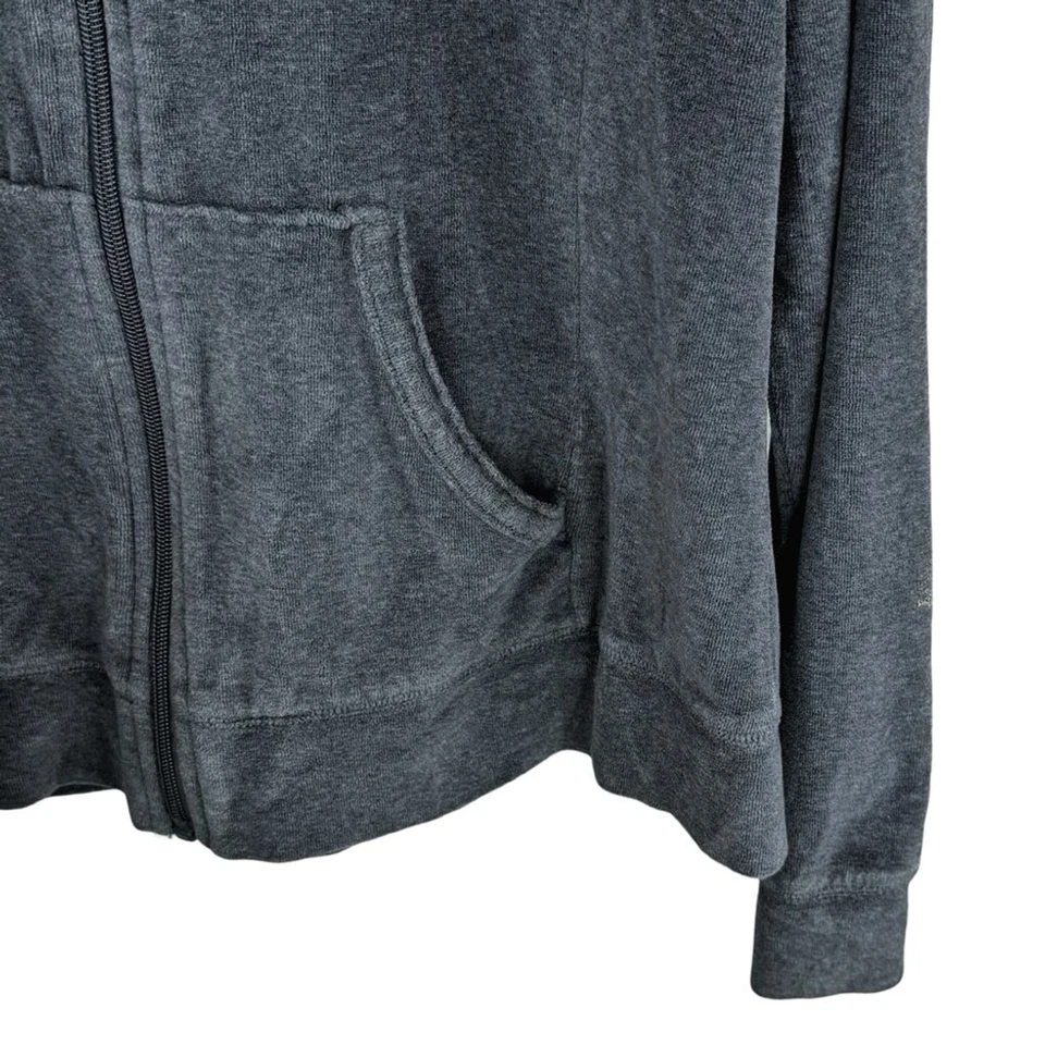 DANSKIN NOW Women's Grey Velvety Full Zip Hoodie Cotton Hood Lining/Pockets L Foto 3 de 4