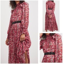 JOANNA HOPE PLUS SIZE UK 22 WOMENS MAXI DRESS WITH UNDERSLIP PINK RED