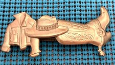 Cowgirl Western Hair Barrette Clip Gold Tone Clip 90's Hat Boot Jacket Rodeo