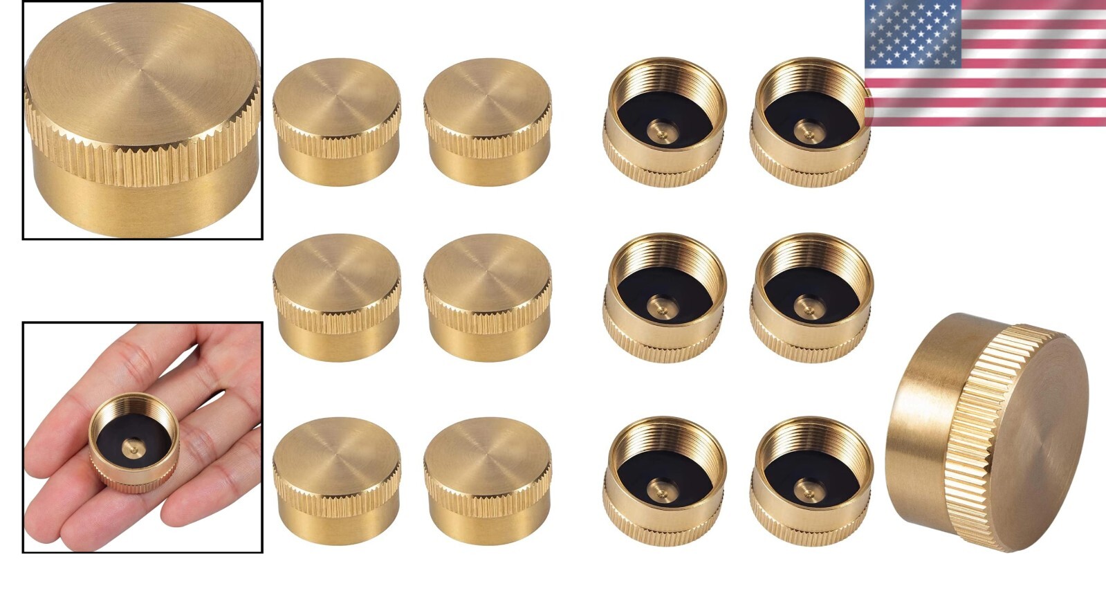 12Pcs Solid Brass Propane Bottle Caps 1 LB Universal Gas Tank Sealers - Durable