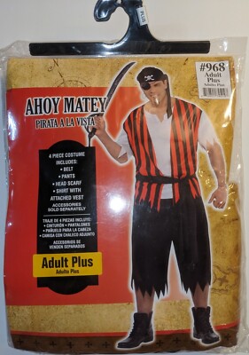 Ahoy Matey Pirate Mens Adult Plus Size  Costume (US 48-52) - NEW