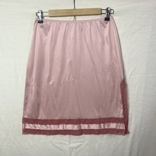 Vintage Half Slip Pink Lace Trim Slit Medium