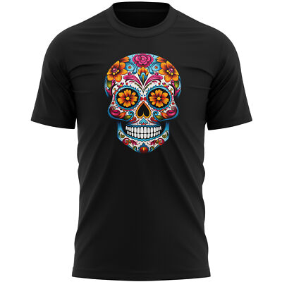 Candy Skull Face T Shirt For Men Colourful Sugar shirt Fancy Dress  Halloween UK