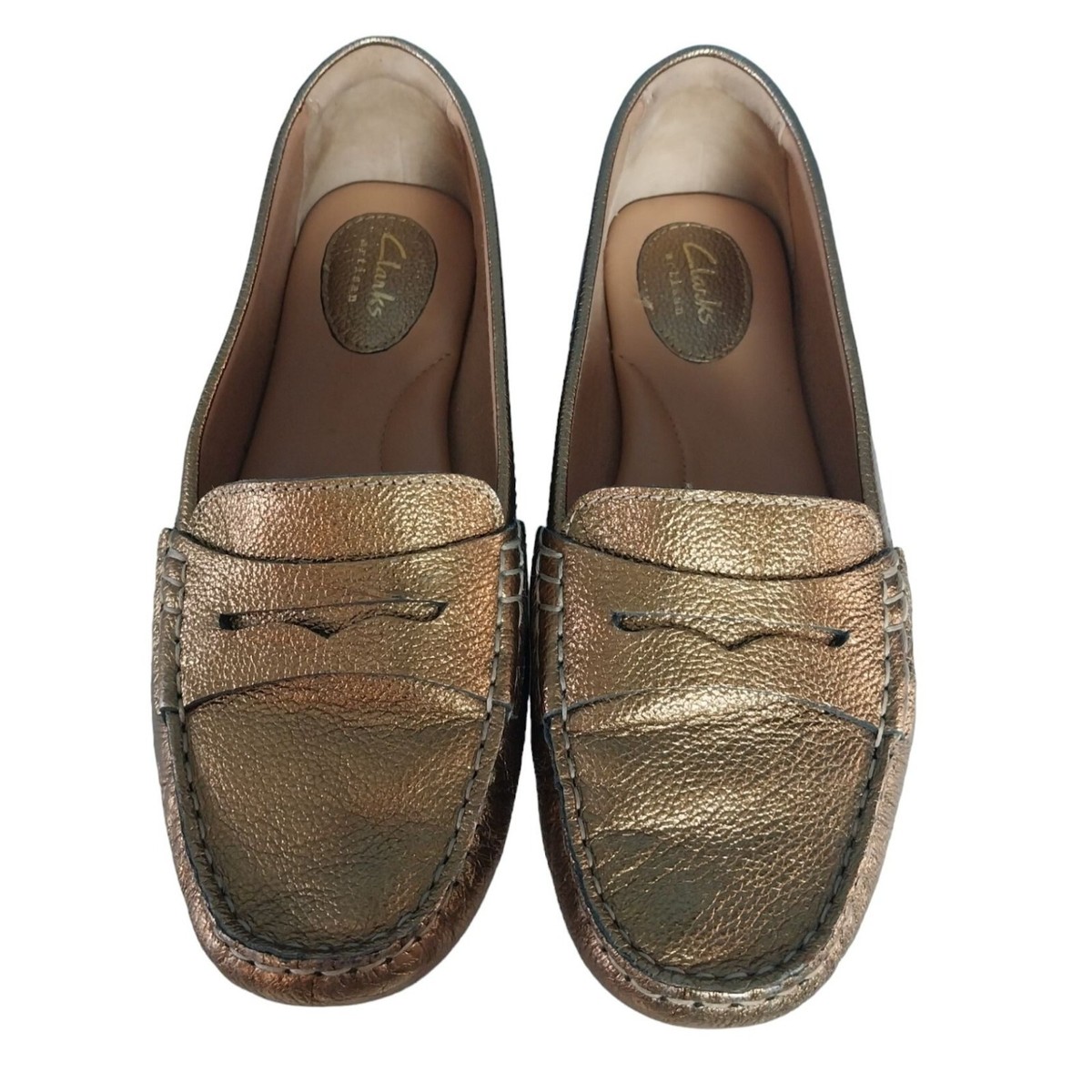Clark's Artisan Doraville Nest Gold Leather Slip-On Loafers Shoes Women's  Sz W