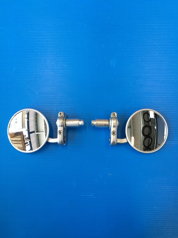 pair rear view mirrors bar end handlebar cafe racer silver