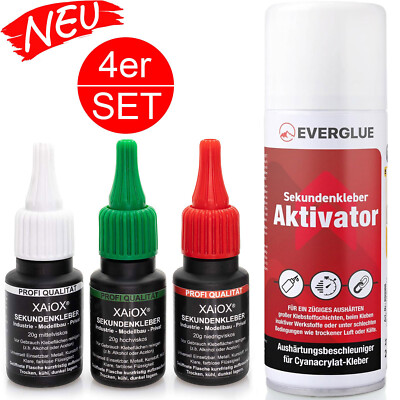 3 x 20g Sekundenkleber Industrie Modellbau Superkleber mit Aktivator Spray SET