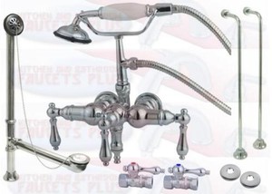Chrome Clawfoot Tub Faucet Kit With Drain Supplies Ebay