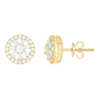 10K Gelbgold Baguette Moissanite 10Mm Gestufte Kreis Ohrstecker 1,11 Ct