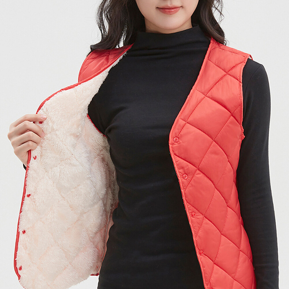 Women Winter Padded Fleece Waistcoat Body Warmer Vest Gilet Sleeveless