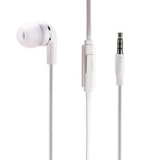 MONO HEADSET EARPHONE W MIC WIRED EARBUD 3.5MM SINGLE HEADPHONE WHITE for PHONES