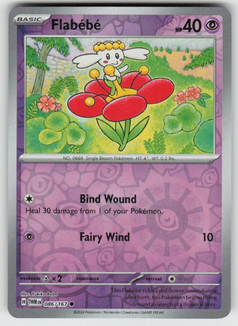 Flabebe 086/167 Common Twilight Masquerade Pokemon Reverse Holo Near Mint