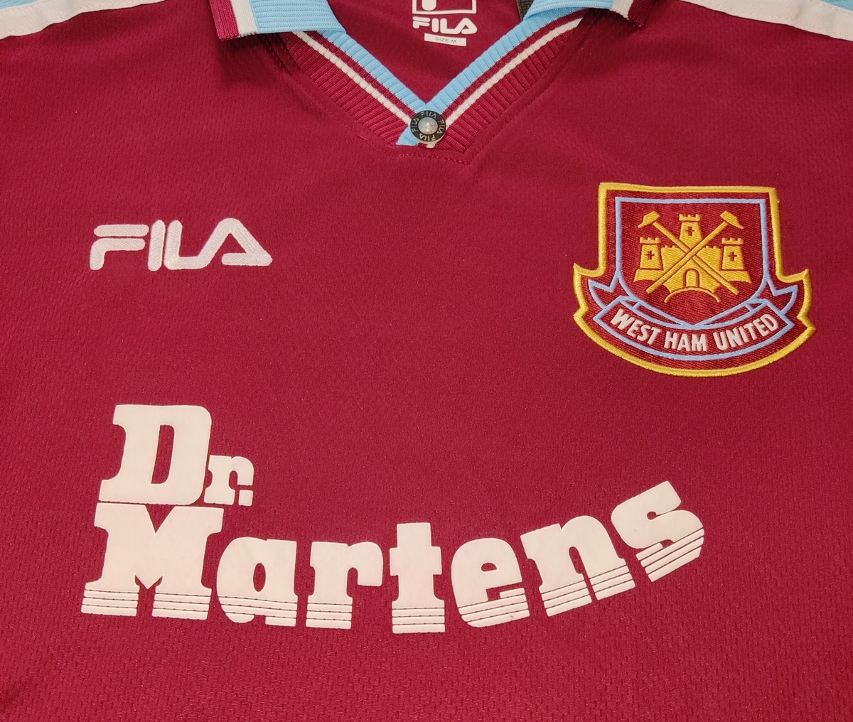 ウェア FILA WestHam Authentic Jersey Dr.Martin West Ham United Dr Martens Fila 1999 Home Football Shirt