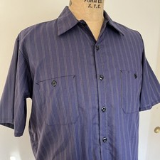 Red Kap Pinstriped Work Shirt blue purple striped short sleeve button XL