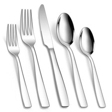 18/10 Stainless Steel Flatware, 40-Piece Silverware Set Service for 8, Fancy ...