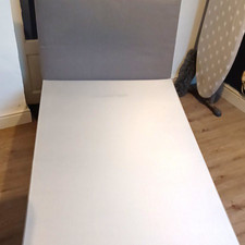 Grey Upholstered Single Storage Divan Bed Base, 2 Drawers & Headboard