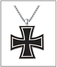 IRON CROSS Necklace - 1 1/2" steel pendant - 24" stainless steel chain