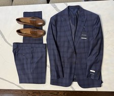 Jos. A. Bank SLIM FIT - 41 R 35 Waits  Suit, Jacket And Pants BLUE Plaids-