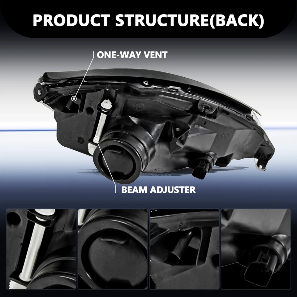 Conjunto de faróis para faróis de halogênio Ford Focus 2000-2004 esquerda+direita 00-04 - Imagem 3 de 4