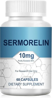 Sermorelin Research Peptide, 10MG Research Grade Capsules, 99% Purity - 60 Cap