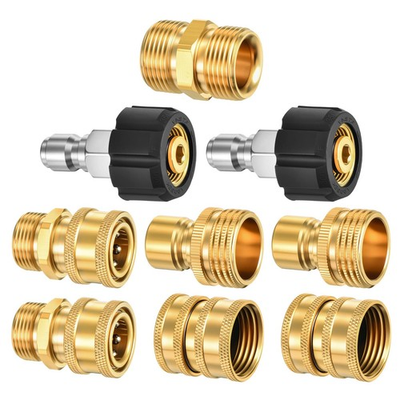 #ad WorkBless Pressure Washer Adapter Set 9PCS Brass Quick Disconnect Yellow $40.50