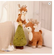Kawaii Christmas Tree & Elk Plush Dolls – Soft Sika Deer Toy Xmas Gift