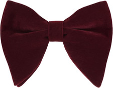 Velvet Pre-tied Adjustable Bow Tie for Men Oversize Formal Solid Tuxedo Bowtie