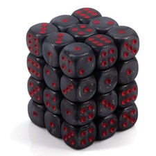 Dice d6 Sets: Velvet Black with Red - 12mm Six Sided Die 36 Block of Dice