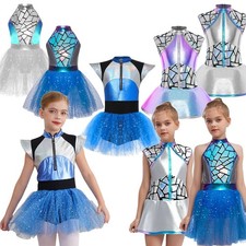 Girls Halloween Alien Costume Metallic Tutu Fancy Dress Space Astronaut Cosplay