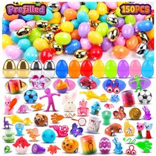 150 PCS Prefilled Easter Eggs with Toys,Filled Easter Eggs with Toys Inside,E...